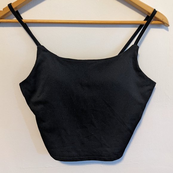 Black spaghetti strap bralette crop tank top - Picture 1 of 3